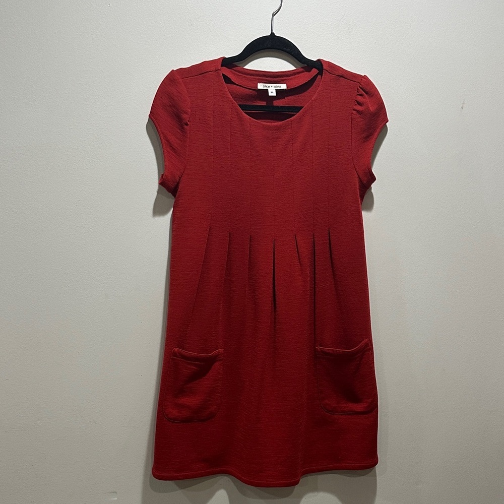 Alice + Olivia Red Mini Dress 100% Wool